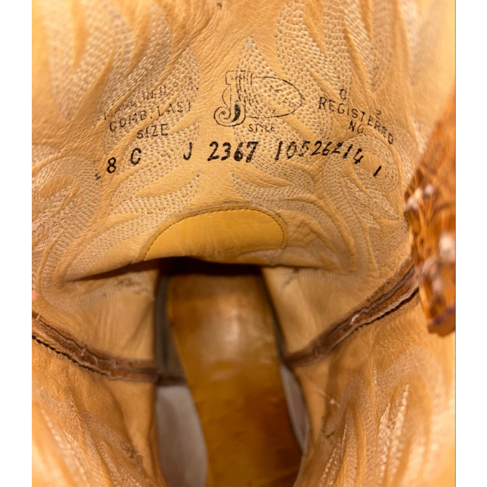 RARE Vintage Justin Western Cowboy Boots Hand Tooled Leather Men’s 8 Women 9.5 - Picture 12 of 13